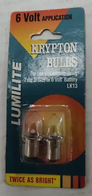 (2) 6 VOLT / 4 D CELL Lantern Flashlight Bulb Lumilite LK13 Krypton Replace PR13 • $7