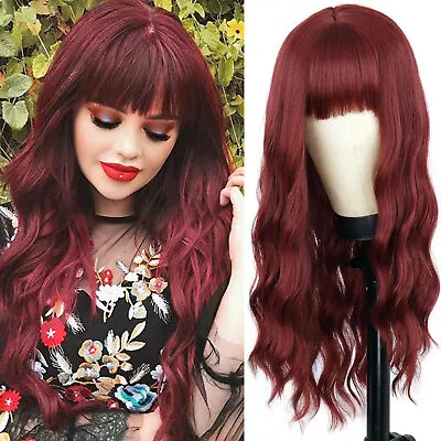 Synthetic Wigs Long Wavy Heat Resistant Synthetic Fashion Dark Red • $17.99