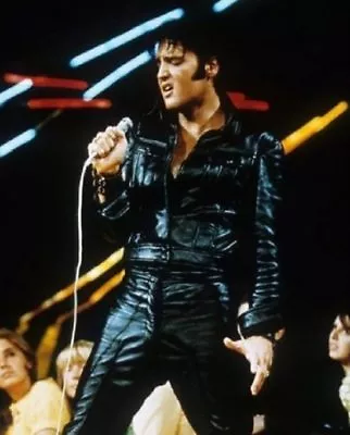 Mens Rock N Roll Elvis Presley Black Leather Jacket  • $109.99