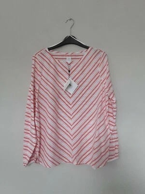 $23.72 • Buy John Lewis & Partners Chevron Stripe Blouse  White - Coral  100% Cotton Size 12.