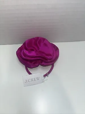 J.Crew Silk Rosette Hair Tie Neon Fuchsia Pink One Size Woven Silk New With Tags • $23.75