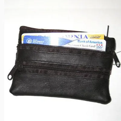 Black Genuine Leather Men's Coin Purse Change Holder 6 Key Ring Wallet • $10.10