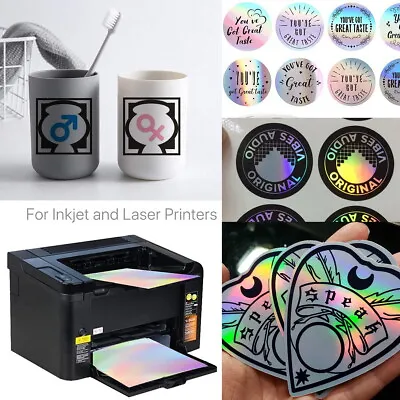 $14.35 • Buy 20xA4 Holographic Self Adhesive Sticker Paper Laser Inkjet Print Waterproof