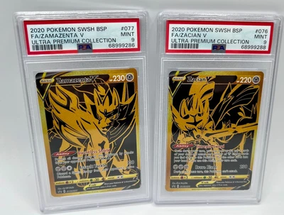$60 • Buy Zacian V And Zamazenta V PSA 9 Pokemon Ultra Premium Collection Gold Promos