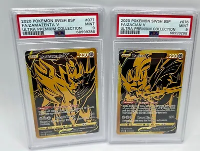 Zacian V And Zamazenta V PSA 9 Pokemon Ultra Premium Collection Gold Promos • $60
