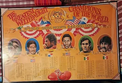 RARE Greatest Welterweight Champions Of The World Boxing Poster 23 ×35  VG FIRM! • $25.99