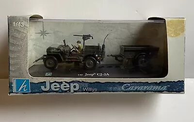 Hongwell Cararama 1:43 Willys Jeep MB CJ-2A Model Jeep & Trailer - US Seller • $32.99