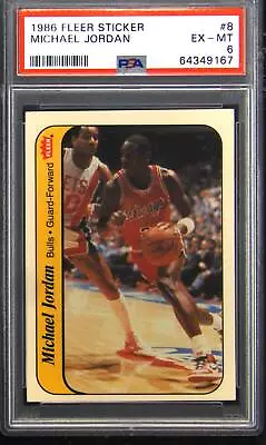 1986 Fleer Sticker #8 Michael Jordan PSA 6 • $669