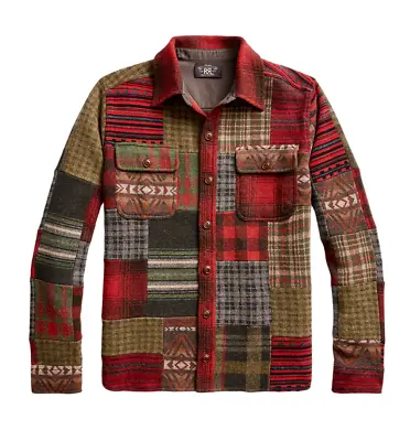 Ralph Lauren RRL Wool Cashmere Patchwork Workshirt Sweater New $1600 • $1079.10