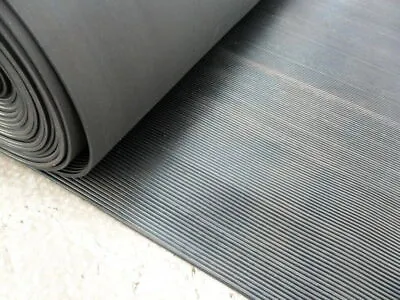 Ribbed Rubber Flooring Matting 1.2m Wide 3mm Thick Anti Slip / Non Slip • £8.55