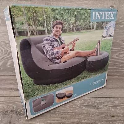 Intex Ultra Lounge Infatable Chair With Cup Holder + Ottoman Air Furniture 68564 • £29.95