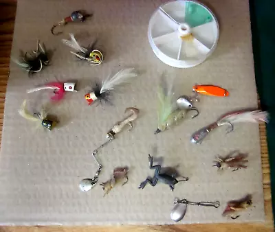 VINTAGE Large Lot Fly Fishing Lures. (15) In Total. Frog Crickets And More. • $29.99