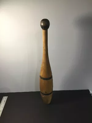 Antique Vintage Wooden Juggling Pin Indian Club  Fitness Exercise Circus 16  1lb • $19.99