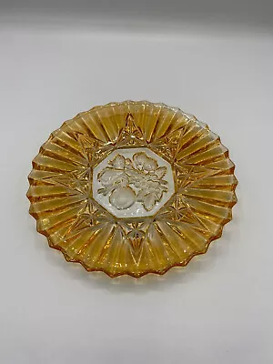 Vintage Amber Colored Scalloped Fruit Plate 8” • $10