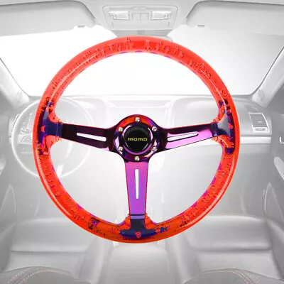  350mm Deep Dish MOMO Red Crystal Bubble Steering Wheel 6-Holes Neo Spoke • $80