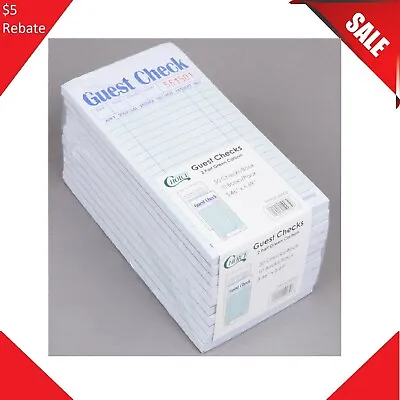 (2500 CHECK CASE) 2 Part Green And White Carbon Guest Check Restaurant 50 Books • $59.99