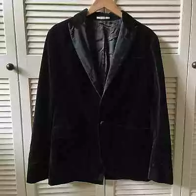 Vintage Rugby Ralph Lauren Velour Velvet Black Blazer Suit Jacket Men's Size 36R • $120