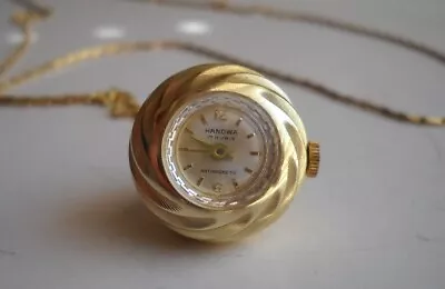 Vintage HANOWA 17 Rubis Ball Watch Pendant Necklace • $16.01
