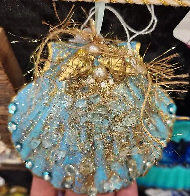 Hand-made Scallop Shell Ornament  shell Glitter Beads Paint • $25