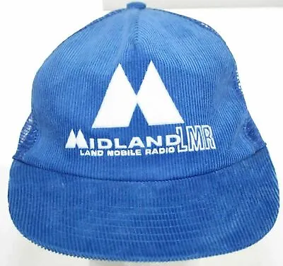 Vintage Midland LMR Land Mobile Radio Corduroy Hat Snapback Cap - Blue • $54.98