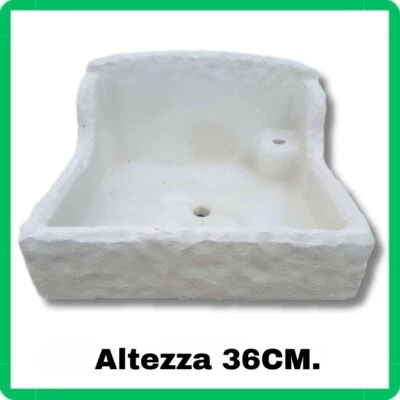 Lavandino Da Esterno In Cemento E Marmo – Altezza 113 Cm, Design Italiano Per Giardino