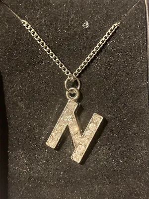 N Initial Letter Crystal Pendant Necklace Miss Selfridge New • £4