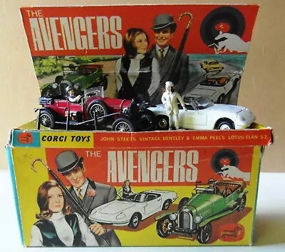 £450 • Buy Corgi GS40 Avengers Set With Steed Bentley & Emma Peel Lotus. Complete. Original