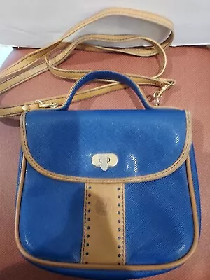 Vintage Fendi Handbag/ Crossbag-- Blue And Tan Leather. Pre-owned. Free Shipping • $90