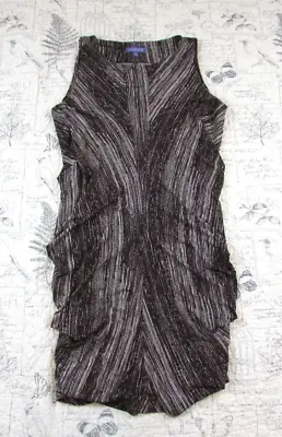 VIVIENNE Vivienne Tam Sleeveless Ruched Drape Sides Slinky Brown Print Dress S • $24.99