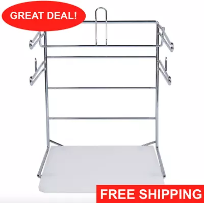 Chrome T-Shirt Shopping Bag Rack Stand Store Holder Dispenser Grocery Bagging • $50.99