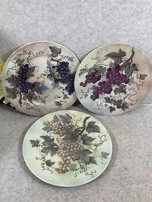 Vintage Hand Painted Decorative Only Plates Grape Design Set Of 3 • $12.99