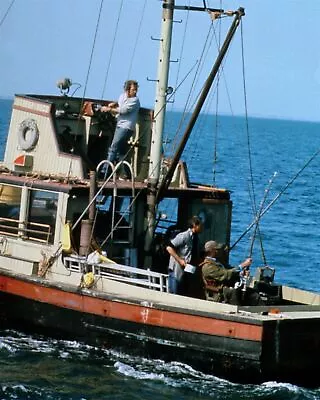 Jaws Orca At Sea Shaw & Scheider With Rods Dreyfus Piloting Boat 8x10 Inch Photo • $10.99