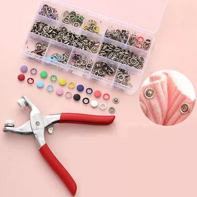 Metal Press Studs Snap Button Fastener With Plier Tool Kit Clothing DIY • $8.35