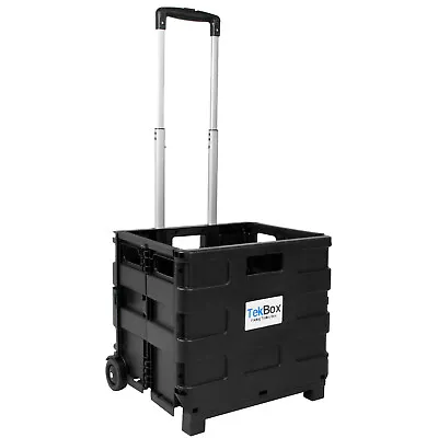 £18.97 • Buy Folding Boot Cart Shopping Trolley Fold Up Storage Box Wheels Crate Foldable