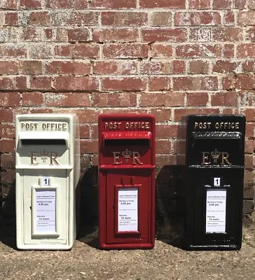 Royal Mail Cast Iron ER Post Box Pillar Red Black White Letterbox Powder Coated  • £150