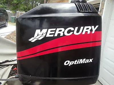 MERCURY BOAT MOTOR COWL DECAL SET In Red +  Your Choice Of HP Rating  Optimax  • $42.95