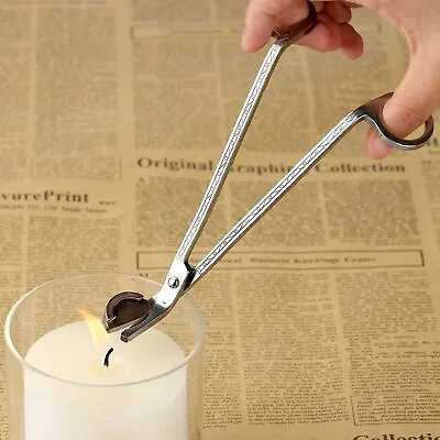 Stainless Steel Candle Wick Trimmer Oil Lamp Trim Scissors Cutter Snuffers Tool • £4.74