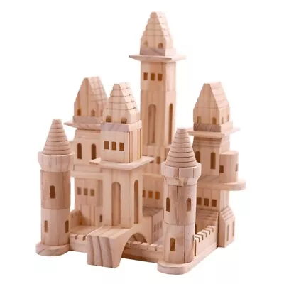 Wood Toy Montessori Stacking Toy For Toddler Castle Building Block 75Pcs Set • $120.67
