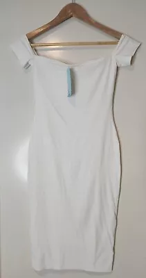 BNWT KOOKAI WHITE Sz XS 1 / 6 - 8 BACKSTAGE BODYCON DRESS Off The Shoulder #B9 • $45