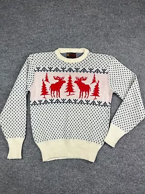 Vintage 70s Jersild Sweater Large Moose Christmas Lodge Dupont Orlon • $54