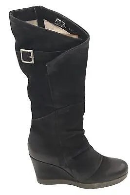 Miz Mooz Leather Tall Shaft Wedge Boots Nifty Black • $104.99