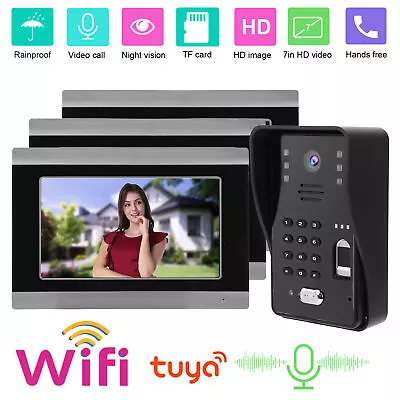 7in WiFi Video Doorbell Wired 3in1 Password With IC Fingerprint Access Contr GS0 • $762.25