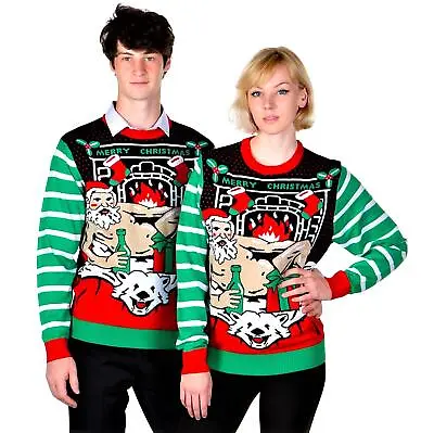 Kesis Ugly Christmas Sweater Romantic Santa Green • $29.99