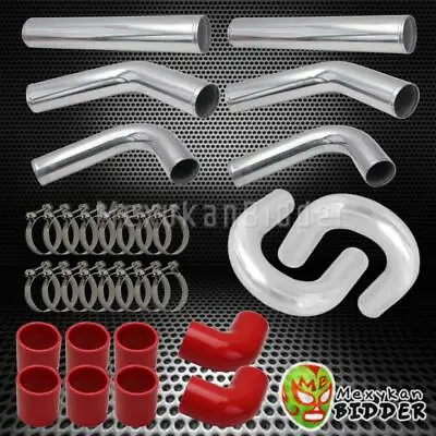 3.0  Diy 8pc Aluminum Fmic Turbo Intercooler U Pipes Piping Kit Polished/ Red • $134.54