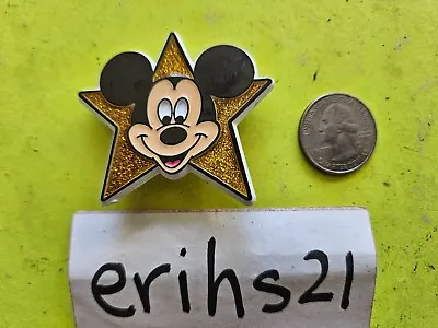 Walt Disney Mickey Mouse Star Gold Glitter Plastic Brooch Pin VINTAGE • $9.99
