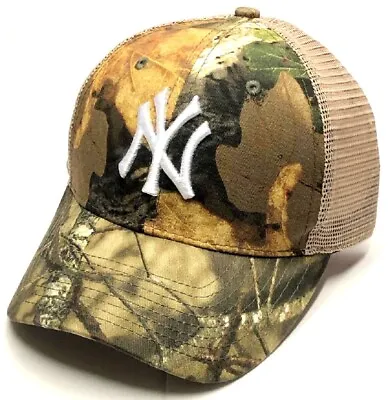 New York Yankees MLB Fan Favorite Mossy Oak Camo Mesh Hat Cap Men's Snapback • $19.99