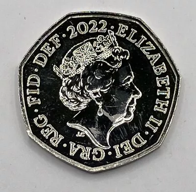 2022 50 Pence UK Coin- Queen Elizabeth II 5th Portrait- Royal Coat Of Arms • $9.99
