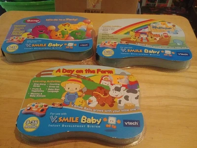 $25 • Buy VTECH 9-36 MONTHS V.SMILE Baby Barney, A Day On The Farm, Noah's Ark New