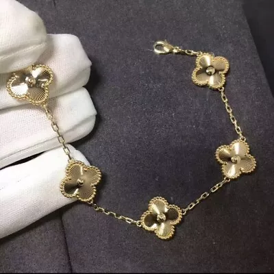 Van Cleef & Arpels Alhambra Gold Guilloche 5 Motifs Bracelet High Quality • $90