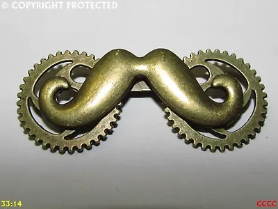 £4.50 • Buy Steampunk Badge Brooch Pin Gearwheels Cogs Moustache Chaphop Tash Gent Mustache